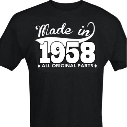 Svart T-shirt med design - Made in 1958 - All original parts S