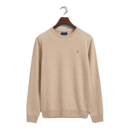 Gant - Stickade Tröjor - Beige - Herr - Storlek: L, Herr, Storlek: L