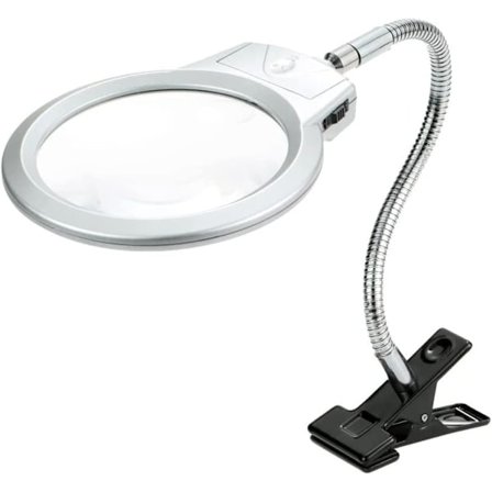 2,25x/5x LED-belyst forstørrelsesglas med metal slange, forstørrelsesglas til skrivebord, læselampe med LED-lys og klemme