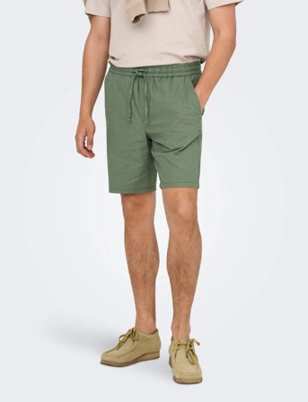 ONLY & SONS Onslinus 0007 Cot Lin Shorts Noos - Green - XXL