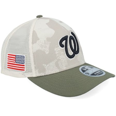 New Era - MLB Camo trucker Cap - Washington Nationals MLB Armed Forces Day 9FORTY Mc Stone/Olive A-frame Trucker @ Hatstore