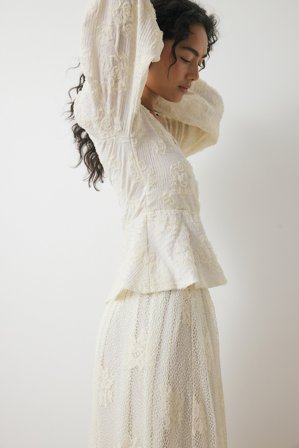 NA-KD - Omslagsbluse med vide ermer - Bluser - Offwhite - S