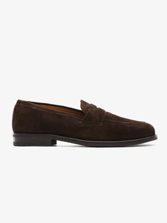 John Henric Men's Dark Brown Suede Loafers Size 40