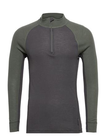 Dovre Wool Ls Zip Organic Underwear Night & Loungewear Pyjama Tops Multi/mønstret Dovre