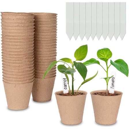 50 Pakke 8cm Biologisk Nedbrytbare Fiber Plante Potter, Frøplanter