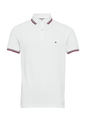 Core Tommy Tipped Slim Polo Polos Short-sleeved Vit Tommy Hilfiger
