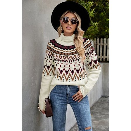 2023 vinter ny Amazon gränsöverskridande damkläder retro randig stickning kontrasttröja polokrage lös tröja