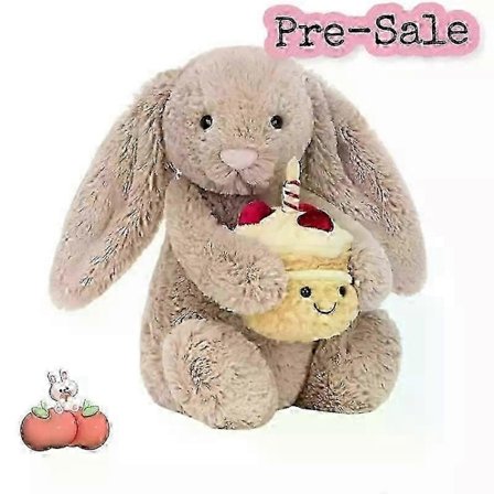 2025 Ny kollektion af Jelly Cat Bartholomew Bear Bumblebee Bashful Bunny i Beige, der fejrer fødselsdag med 25 cm - Perfekt