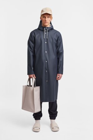 Stockholm Long Print Raincoat Navy