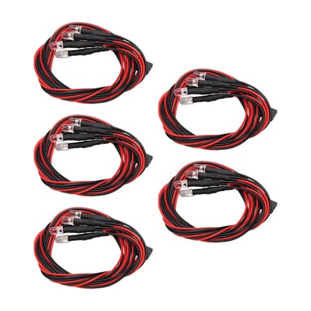 5 sett 4 LED RC-lys Høy lysstyrke 5 mm diameter Hvite røde lys RC LED-sett for modifiserte frontlykter