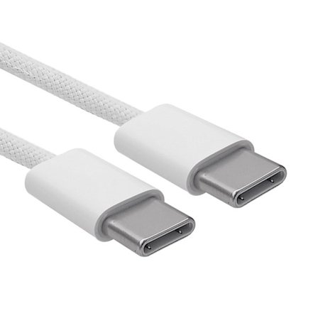 Nylonflätad USB-C till USB-C Kabel Vit - Quick Charge 1m