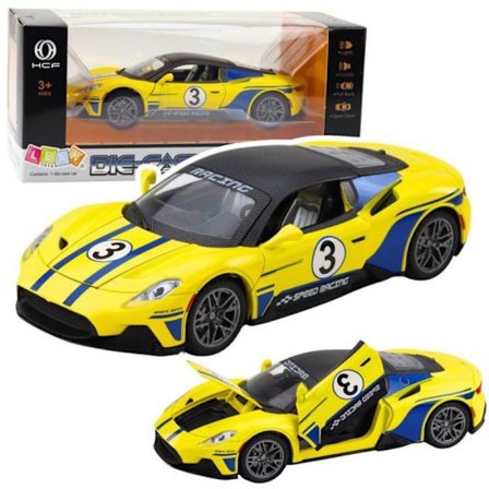 Leksak - LEANTOYS - Sportbil - Metall - Ljus och ljud - Gul 1:22