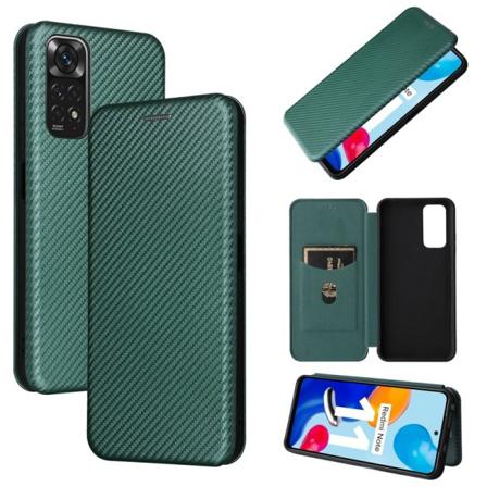 Xiaomi Redmi Note 11 / 11S Flip Veske Kortspor CarbonDreams Grøn Green