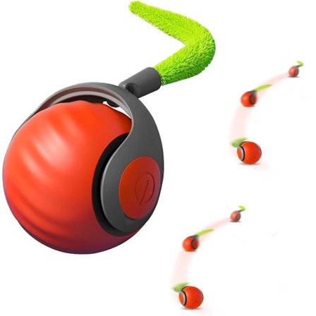 Interaktiv Kat Legetøjsbold - USB Genopladelig Selvrullende med 2 Tilstande til Katte og Små Hunde - Orange