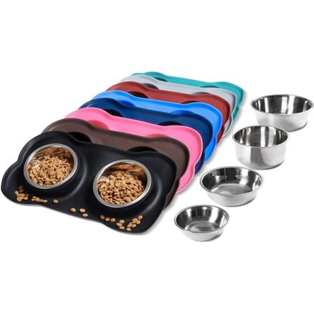 Grip rostfritt stål hundskål set om 2, Rubb