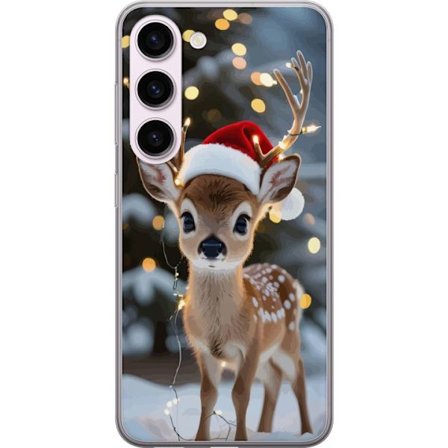 Kompatibel Mobilcover til Samsung Galaxy S23 Sød rensdyr med nissehue og lyskæde jule rensdyr sød vinter festlig kawaii ferie snehygge kunst