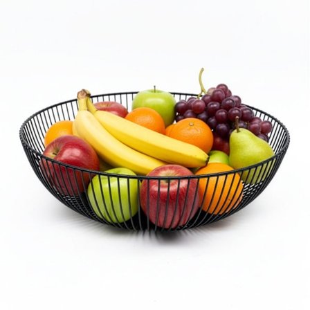 Fruktskål i metall, stor gitterdesign, öppen nätkonstruktion