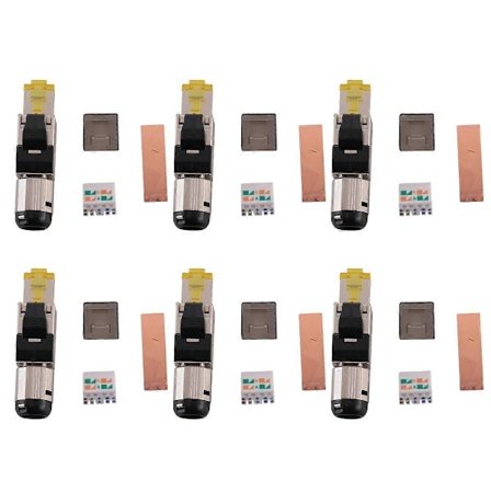 6-Pack Verktygsfri Skärmad RJ45 Cat 8, Cat8 Fälttermineringskontakt, Cat8 Kontakt, Cat8 Plugg