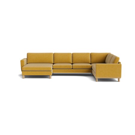 Vendbar U-Sofa Ontario Gul - 361x255x86cm - Rummelig Chaiselong & Komfortabel Koldskum - Perfekt til Hyggekrogen - Sofagruppe, U-sofa