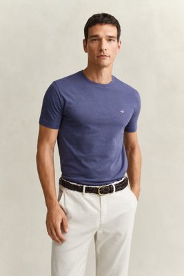 GANT - Klassisk t-skjorte i regular-fit til herre dk jeansblue melange