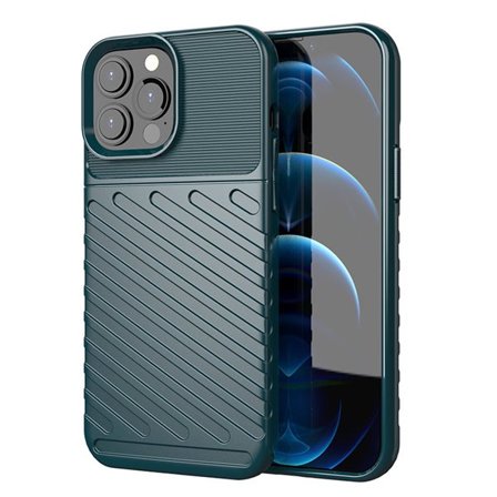 Thunder Case Flexibelt Tough Rugged Cover TPU-fodral för iPhone 13 Pro Max grön