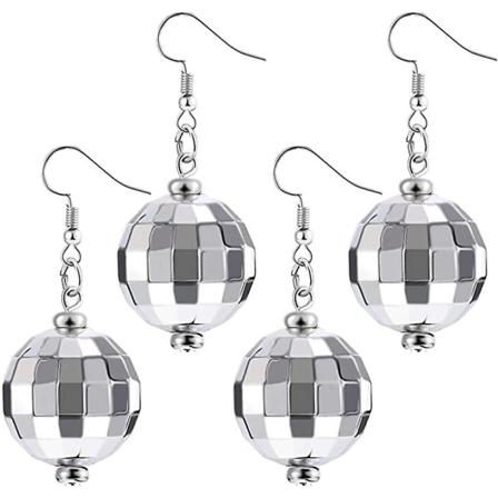 60- Eller 70-tals Örhängen För Discobollar I Silver För Kvinnor - 2 Par