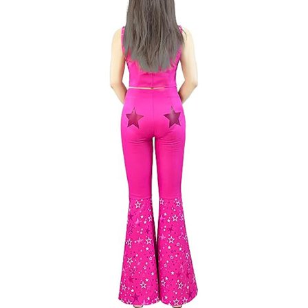 Barbie Hippie Disco Kostyme Rosa Flare Bukse Halloween Cosplay For Kvinner Jenter