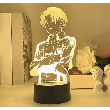 3D Anime-lamppu Yöilluusio Yövalo Uni Led-lamppu Anturivalot Levi Ackerman Attack On Titanista Huoneen Sisustukseen Otaku Glow Lapselle Lapselle 