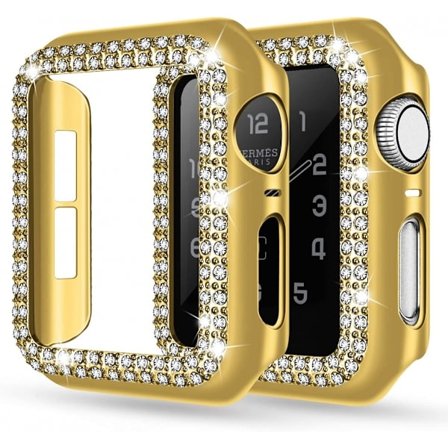 Bling Rhinestone Apple Watch-fodral för Apple Watch Series 6/5/4 SE 44 mm, skyddsram för Apple Watch skärmskydd för iWatch Series 44 mm, guld