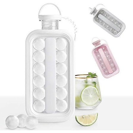 Uncork Uncap 2 in 1 Pallonmuotoinen Jääpalamuotti Juomapullo (Valkoinen)