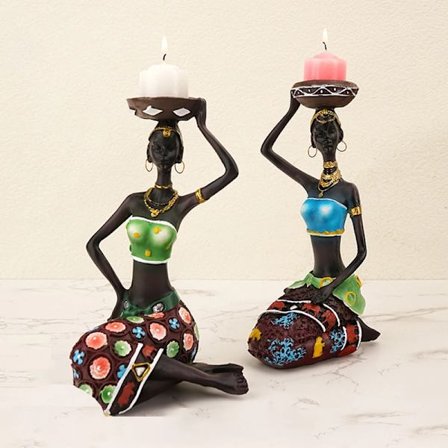 Black Candlestick Resin Statue Sculptures For Home Decor House Decoration Living Room Candle Holder Mold Table Desk