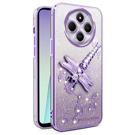 SKALO Xiaomi Redmi 14C KADEM Dragonfly Glitter Suojakuori - Violetti