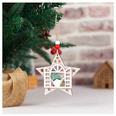 5 stk. Træ Julepynt Kreative Vindue Åbning Nisse Ældre Dekorationer