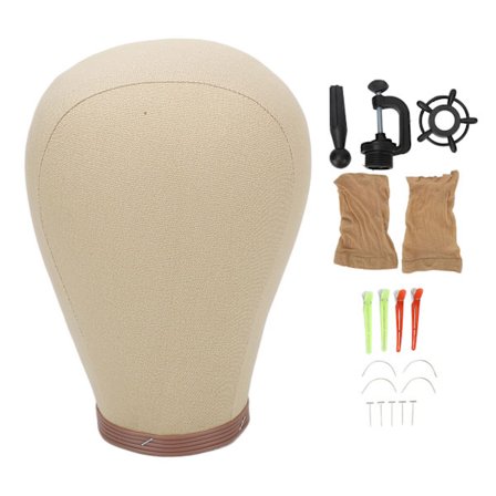 24 Tommer Parykhoved Stativ Simulering Canvas Block Hoved Med Monteringshul Til Parykker Display Styling