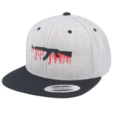 GUNS n SKULLS - Bloody AK47 Grey/Black Snapback Snapback Grey Cap - @ Hatstore