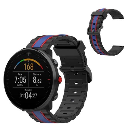 Polar Grit X / Vantage M wave square watch band - Black / Blue / Red