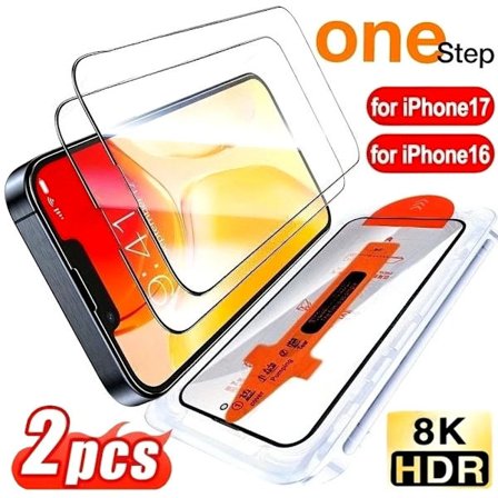 2-pack Ultra HD Härdat Glas kompatibelt med iPhone 17 15 16 Pro Max 14 13 12 Pro 17Air 16e 14 15 Plus One Click Instatll Skärmskydd