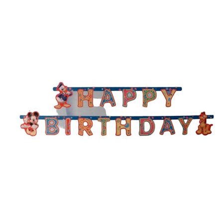 Disney Mickey Mouse Grattis på födelsedagen Banner En Storlek Flerfärgad