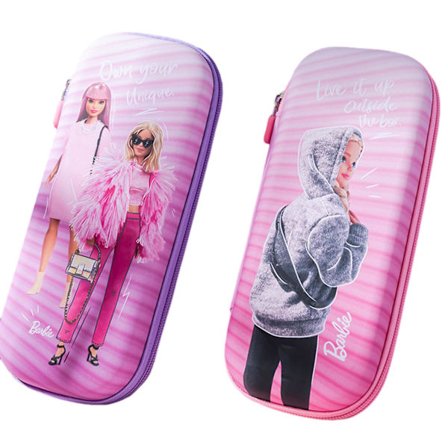 Barbie-dukke lynlås penalhus bærbar stor kapacitet blyantkasse til hjem skole kontor