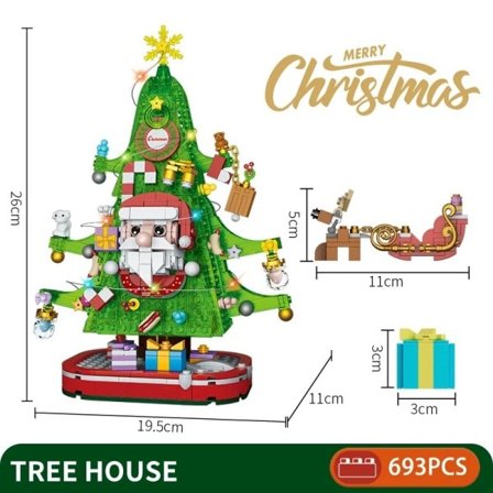 Creative Joulu Kaupunki Santa's Reki Joulupukki Visit Lahja Pack Lumiukko Malli Rakennus palikoita tiilet lelut