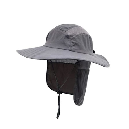 Herre UPF 50+ Bredbremmet Fiskehatt med Nakkebeskyttelse Solskjerm Bøttehatt