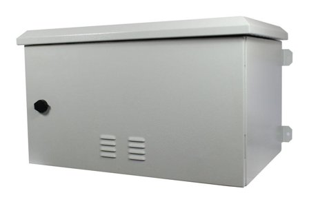 ALLNET 19Wandgehäuse, 9HE, T488mm, Lichtgrau, IP55, SO-Serie, incl. 2-Fach Lüftereinheit