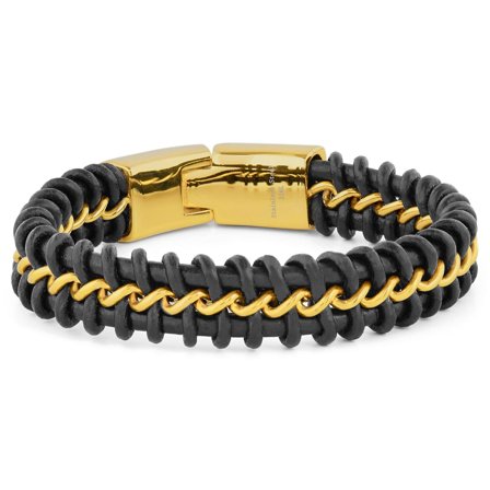 Black & Gold-Tone Coil Bracelet for Men - Braided Bracelets