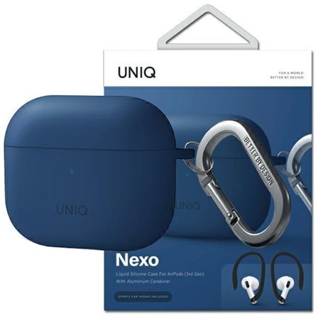UNIQ veske Nexo AirPods 3 gen + ørekroker Silikon blå/blå