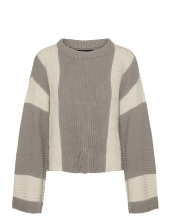 Vmgigi Ls O-Neck Pullover Lcs Rep Beige Vero Moda
