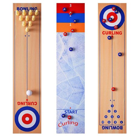 3 i 1 Bords Curling Bowling Shuffleboard Spelset Familj Hem Fest Present för Barn Vuxna