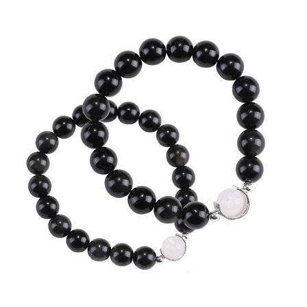IC 1 par til kæreste kæreste Moonlight Armbånd Obsidian