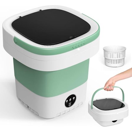 12L Portabel Tvättmaskin, 3 Djuprengöringslägen & Avtagbar. Vikbar Tvättmaskin för Lägenheter, Sovsalar