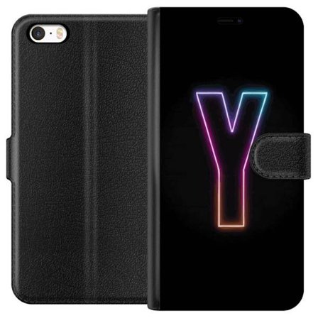 Kompatibelt Lommeboketui til Apple Apple iPhone 5 Minimalistisk neonbokstav Y i fargeskiftende lys mot svart bakgrunn