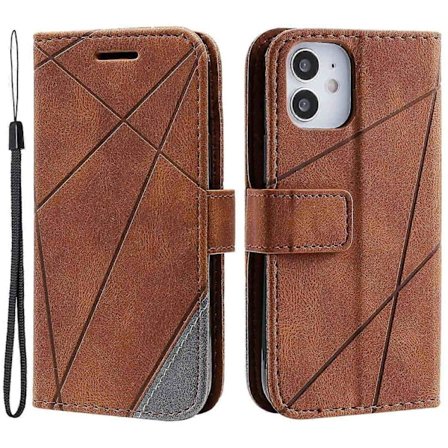 Plånboksfodral för iPhone 12 mini, Läder, Skyddande Skal med Hudstruktur - Perfekt